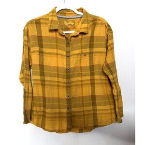 Prana Fillary Top Shirt Womens Medium Yellow Organic Cotton Button Down